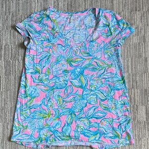 Lilly Pulitzer Pastel Swirl V-Neck Top